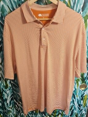 Men's Onward Reserve Orange Striped Polo Shirt - Size XL